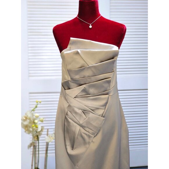 Karen Millen Women's Strapless Grey Cocktail Dress Pleat Details Sz 12 2447 - Picture 2 of 10